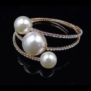 New Big Pearl Diamond Open bangle bracelets